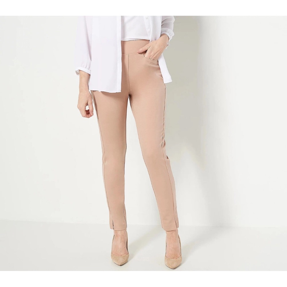 Isaac Mizrahi Live! Elements Petite 24/7 Pants Cappuccino (Brown) Petite XL